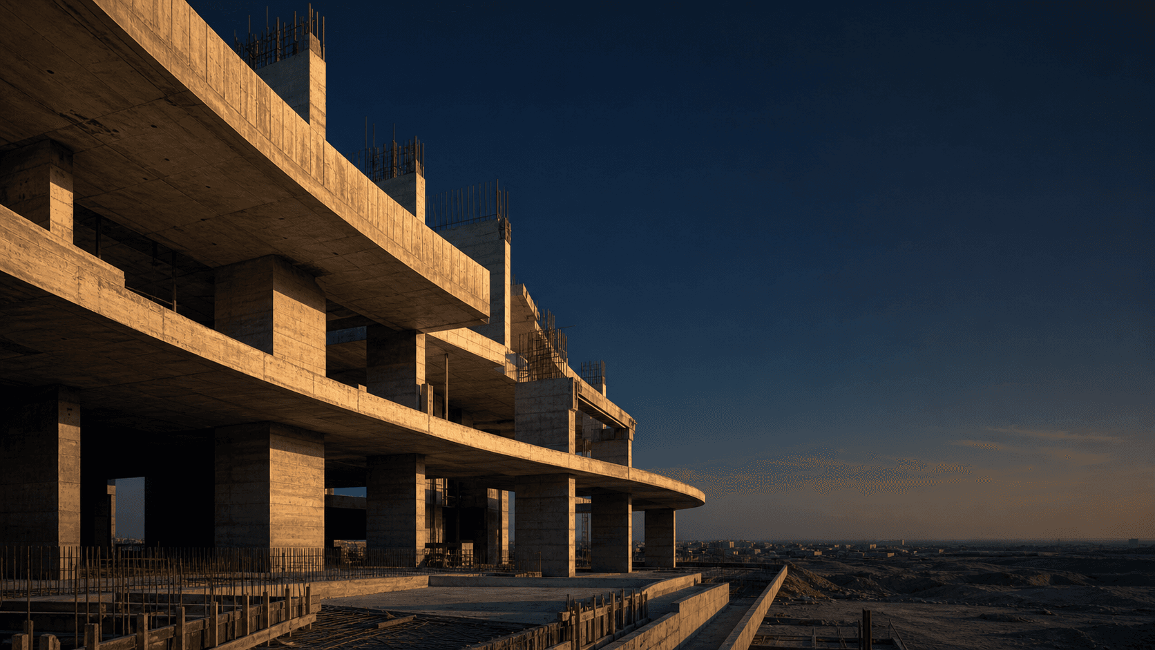تكوين معماري إنشائي حديث من الخرسانة المسلحة